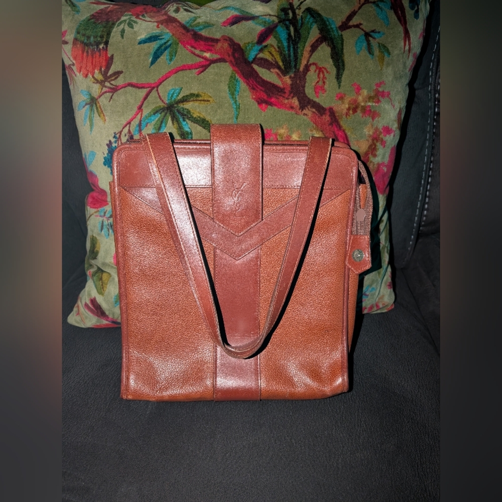 YSL Brown Leather Tote/Shoulder Bag - Picture 1 of 13